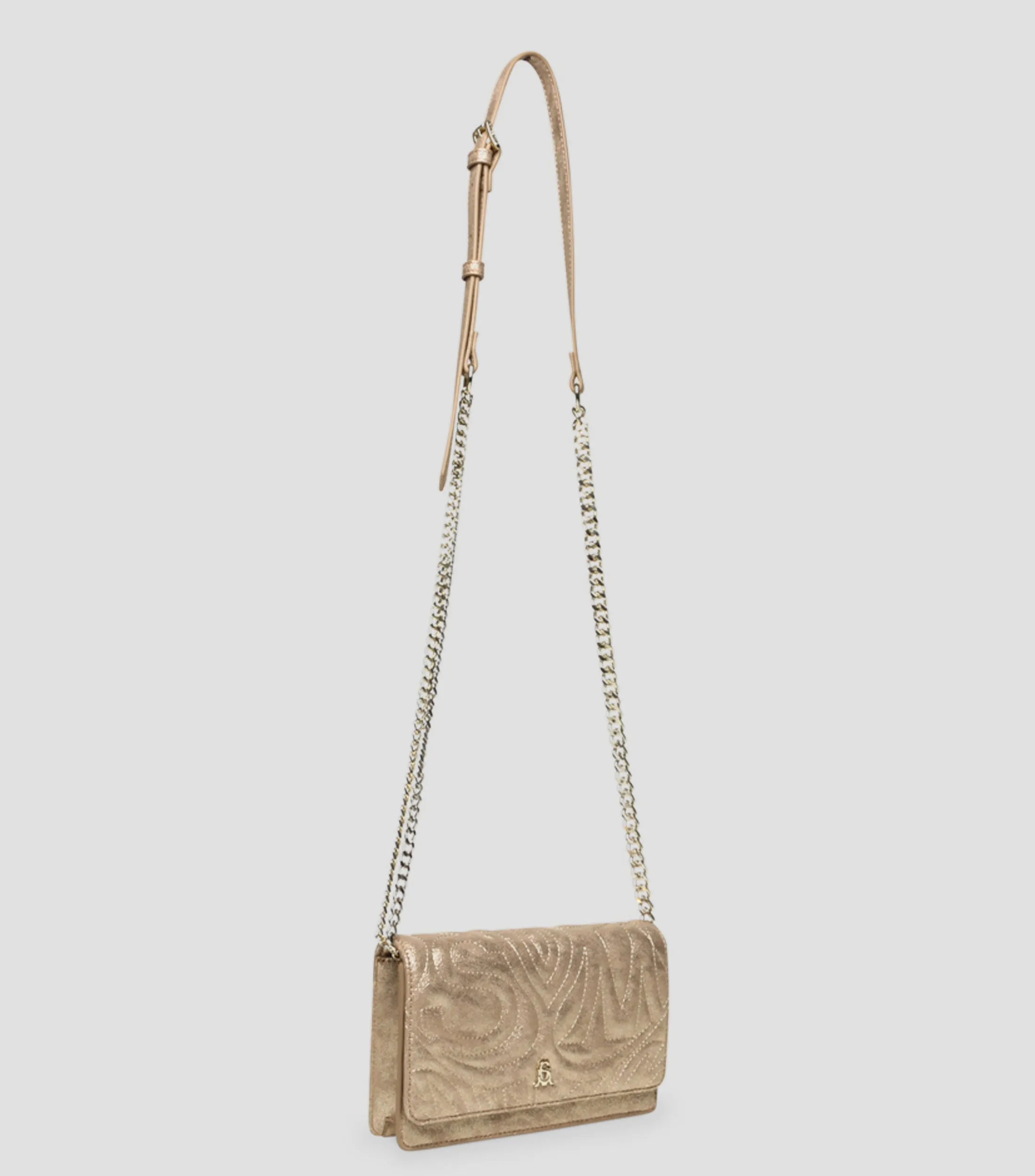 6472_Steve Madden Bolso crossbody Dorado Bastly capitonado Mujer