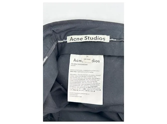 ACNE STUDIOS Pantalón T.fr 34 poliéster Negro 