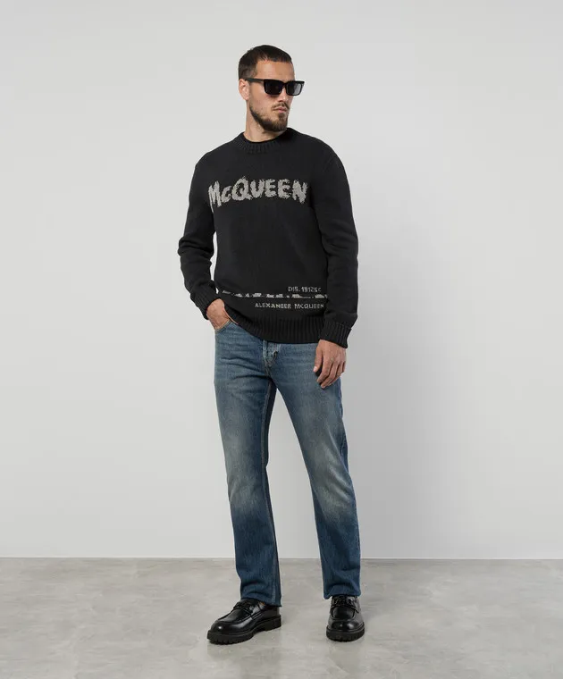 Alexander McQueen Gray sweater with logo embroidery