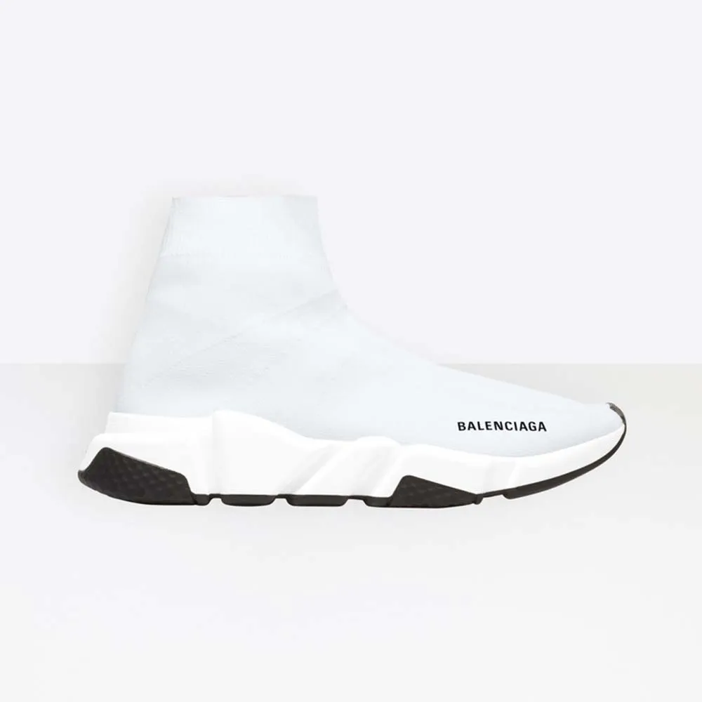 Balenciaga Zapatillas Speed ​​Mujer de Punto y Logo Balenciaga-Blanco