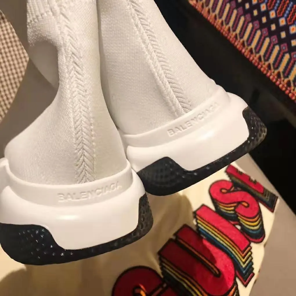 Balenciaga Zapatillas Speed ​​Mujer de Punto y Logo Balenciaga-Blanco