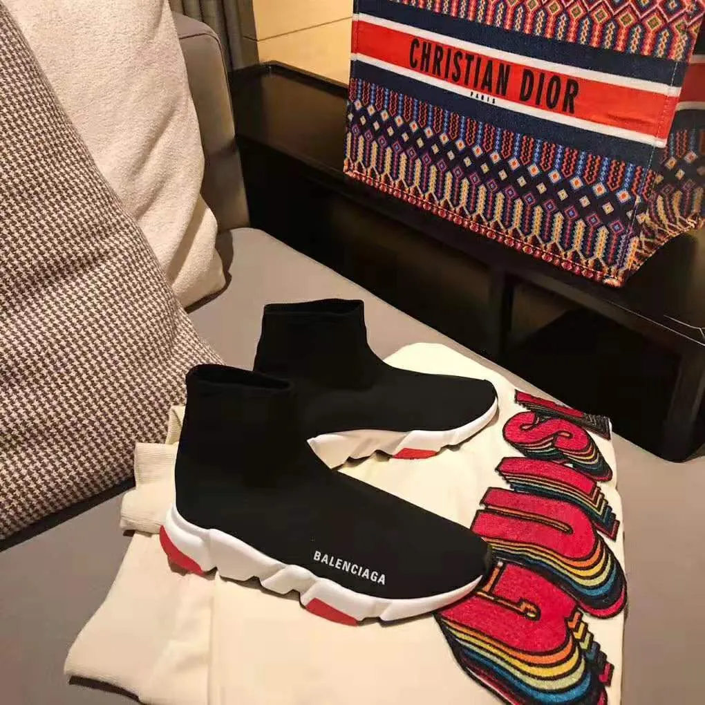 Balenciaga Zapatillas Speed ​​Mujer de Punto y Logo Balenciaga-Negro