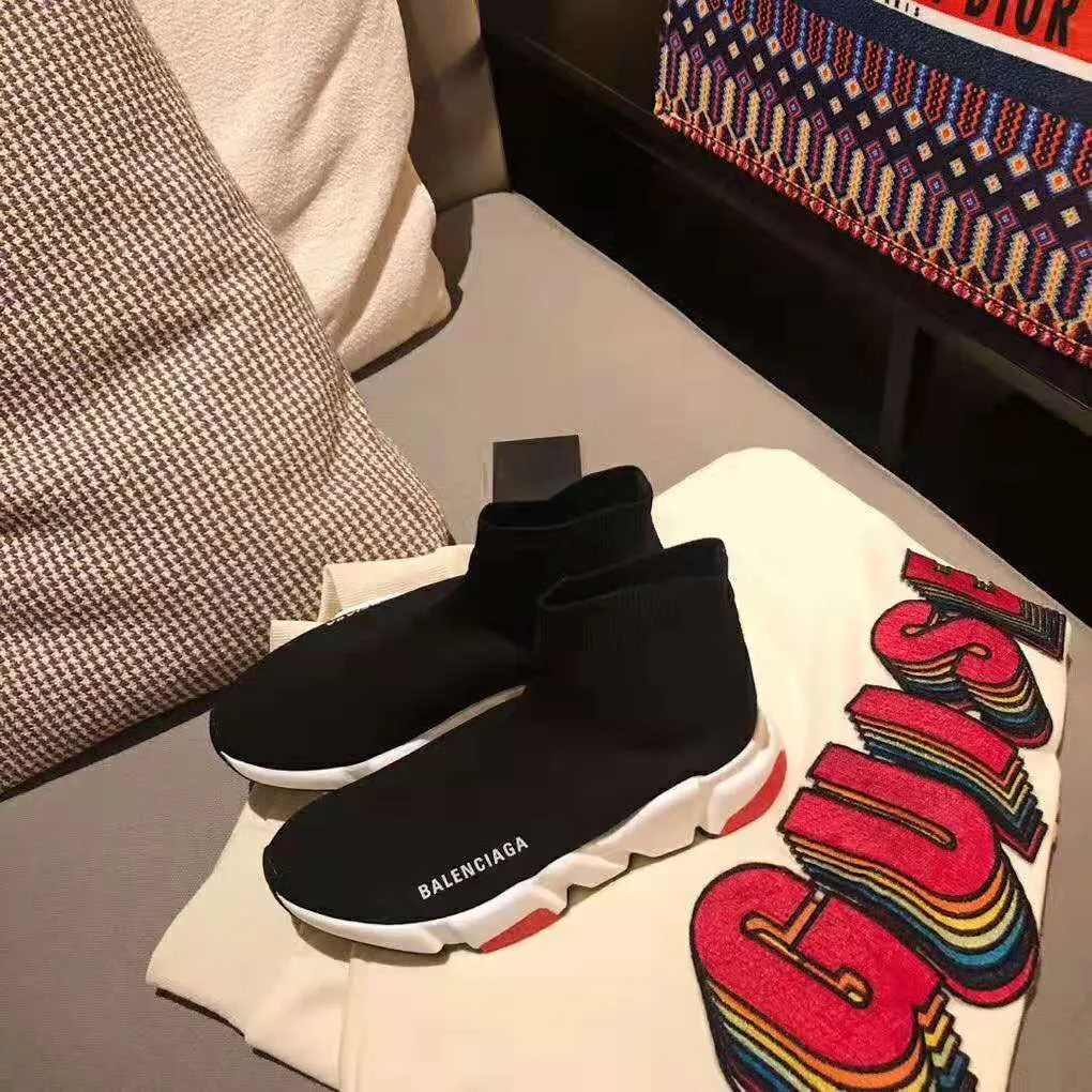 Balenciaga Zapatillas Speed ​​Mujer de Punto y Logo Balenciaga-Negro