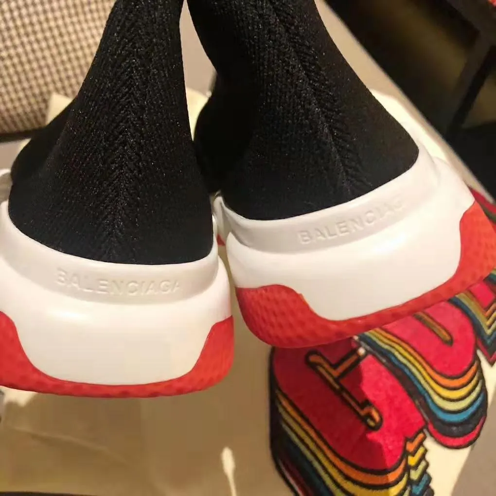 Balenciaga Zapatillas Speed ​​Mujer de Punto y Logo Balenciaga-Negro