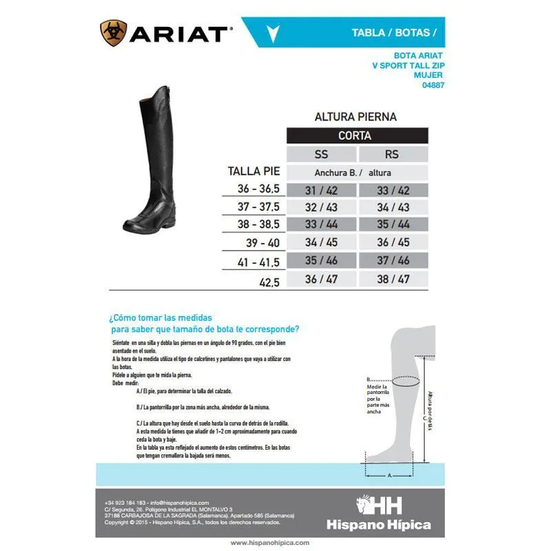 Bota Ariat V Sport Tall Mujer