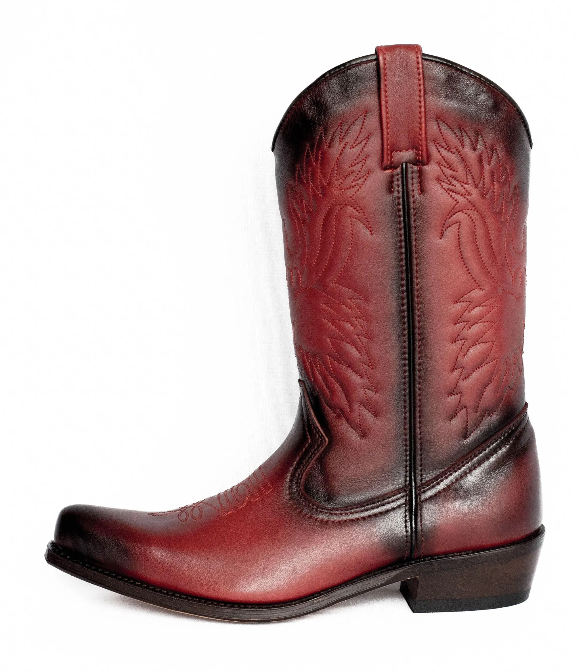 Bota cowboy piel roja vintage
