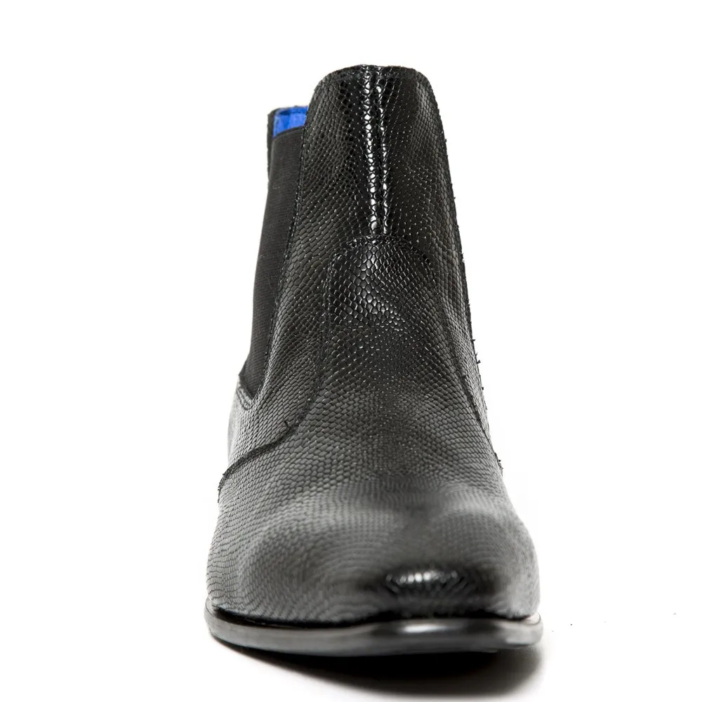 Botin hombre serpiente negro punta fina
