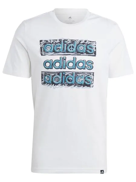 Camiseta Adidas Doodle Bco/Verde Hombre