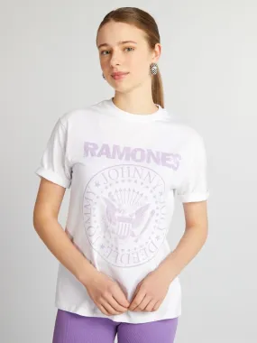 Camiseta oversize 'Ramones' - blanco