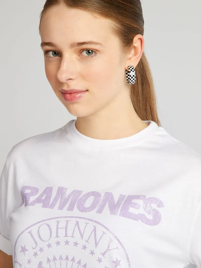 Camiseta oversize 'Ramones' - blanco