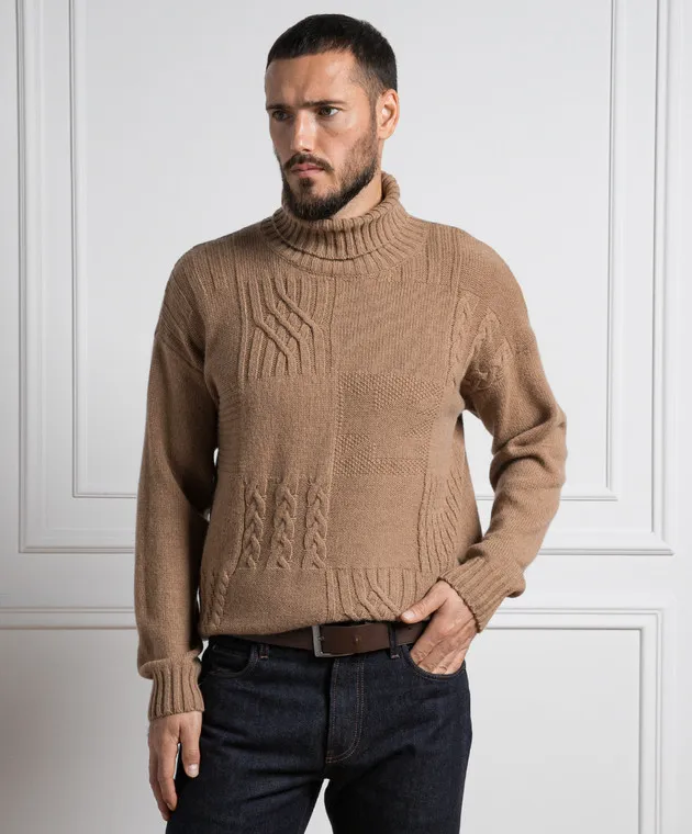 Canali Brown sweater with a textured pattern