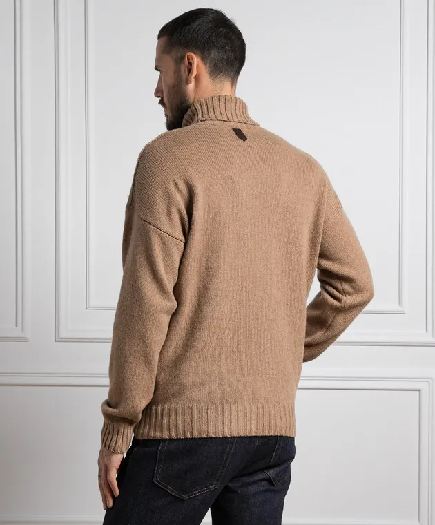 Canali Brown sweater with a textured pattern