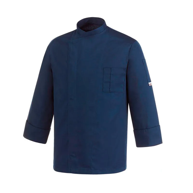 Chaqueta de chef Cheap azul Saylor con corchetes - Egochef