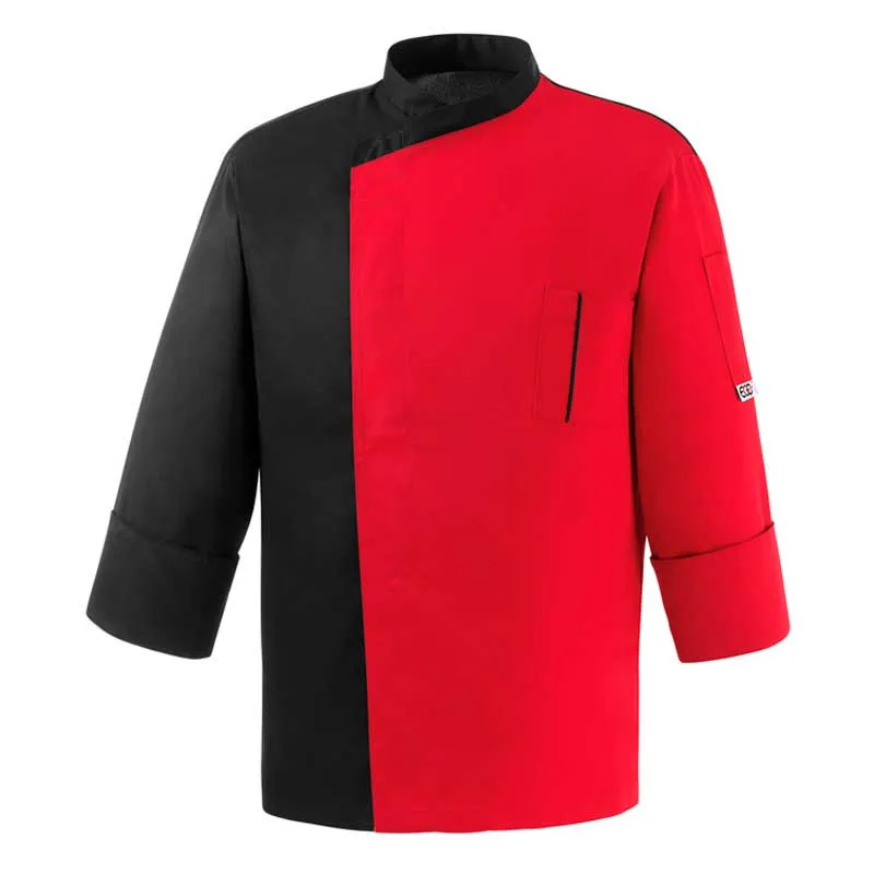 Chaqueta de chef combinada roja y negra Fang Red - Egochef