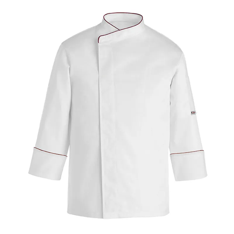 Chaqueta de cocina blanca ribete burdeos Comfort - Egochef