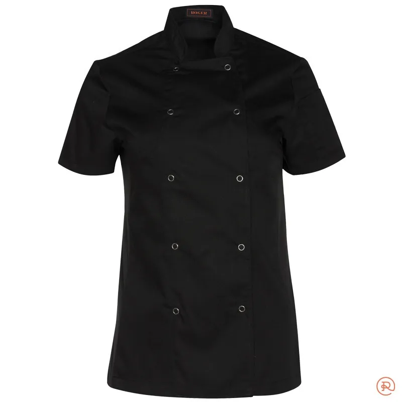 Chaqueta de cocinera Sarga manga corta negra Alzira- Roger