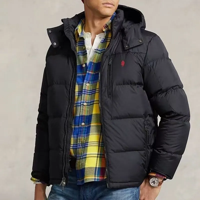 chaqueta de invierno para hombre bordado bordado logo chaqueta polo con capucha chaqueta con capucha a prueba de viento y abrigo