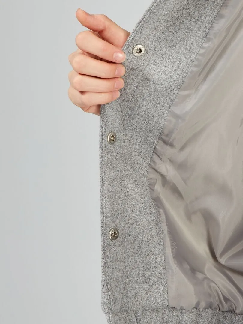 Chaqueta efecto lana con bajo elástico - GRIS