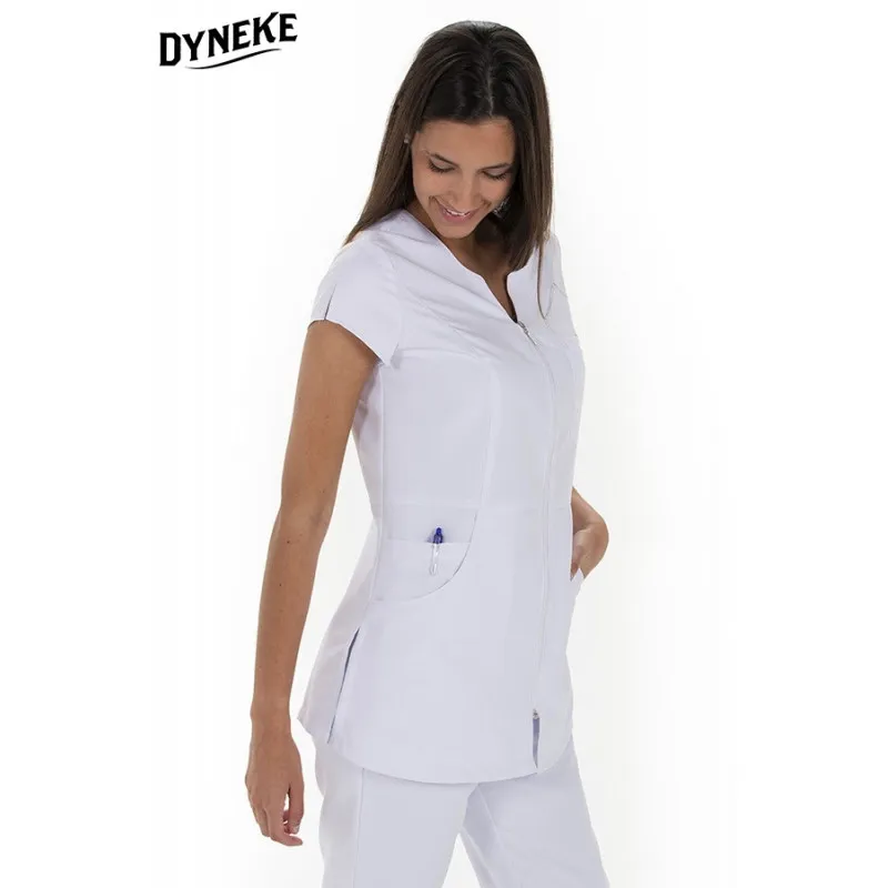 Chaqueta laboral de microfibra de manga corta blanca - Dyneke