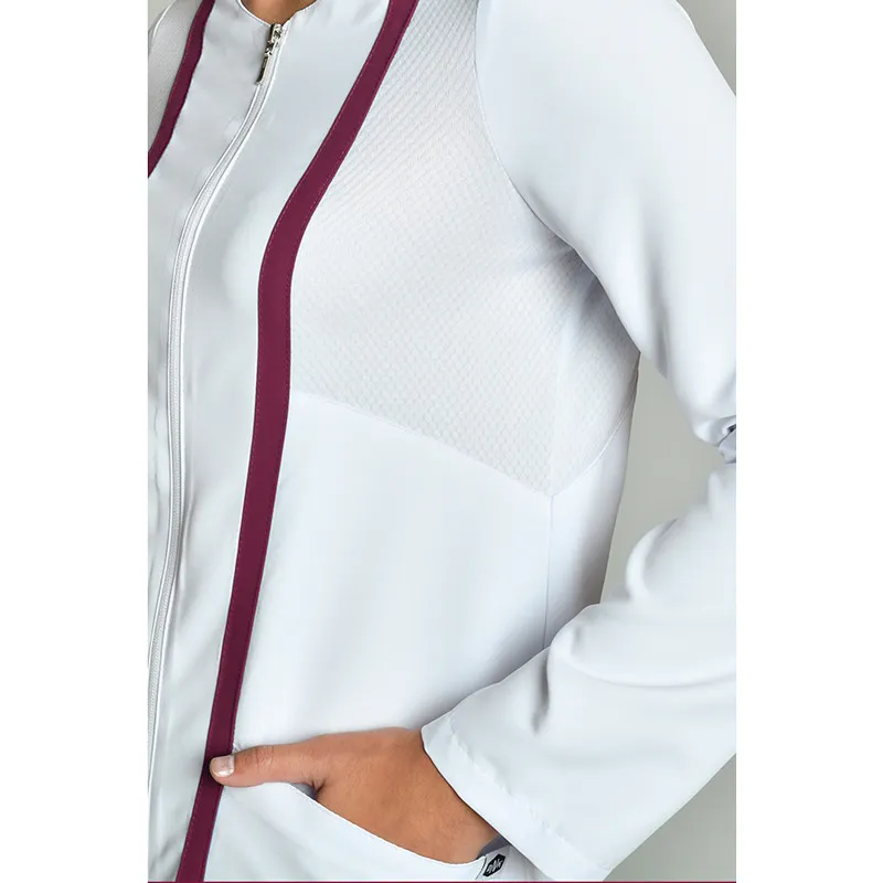 Chaqueta mujer de microfibra raya granate - Oferta