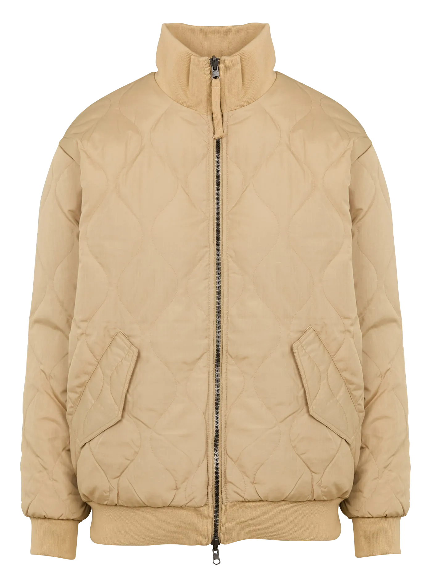 Chaqueta recta reversible cuello alto en beige