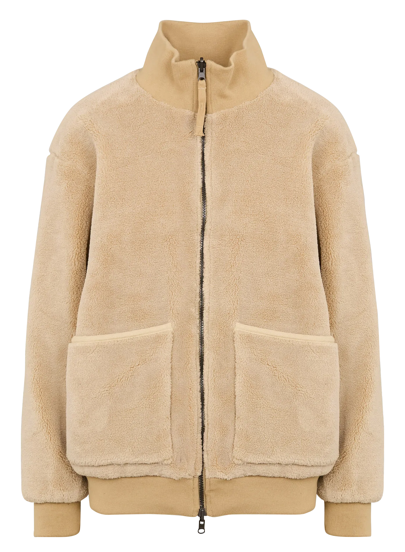 Chaqueta recta reversible cuello alto en beige