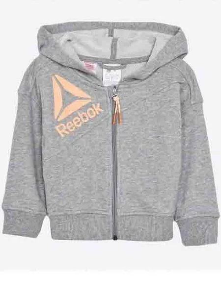 chaqueta reebok gris/naranja niña