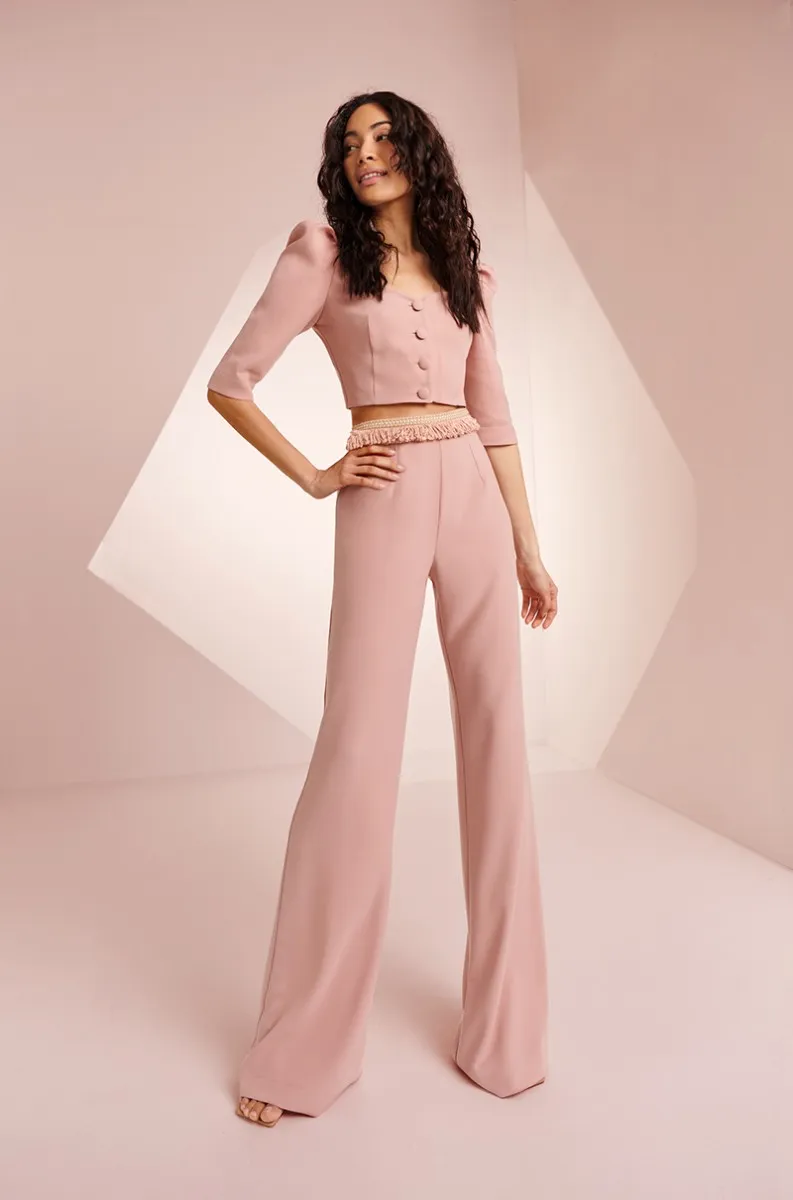 Conjunto Top y Pantalón Pasamanería Rosa Brie