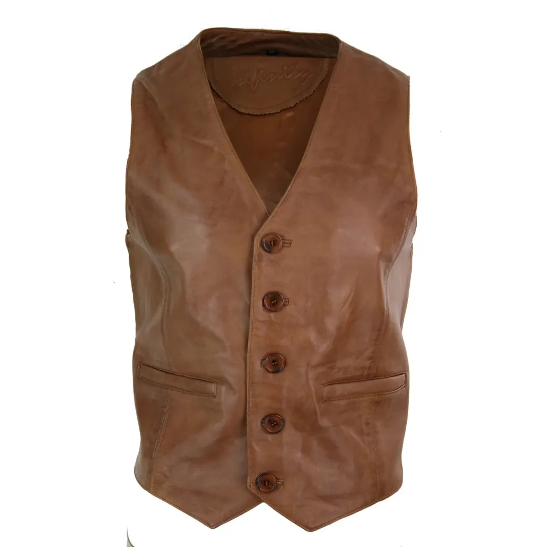 Infinity 153 Napa - Chaqueta de cuero para caballero estilo Vintage Retro Negro Camel