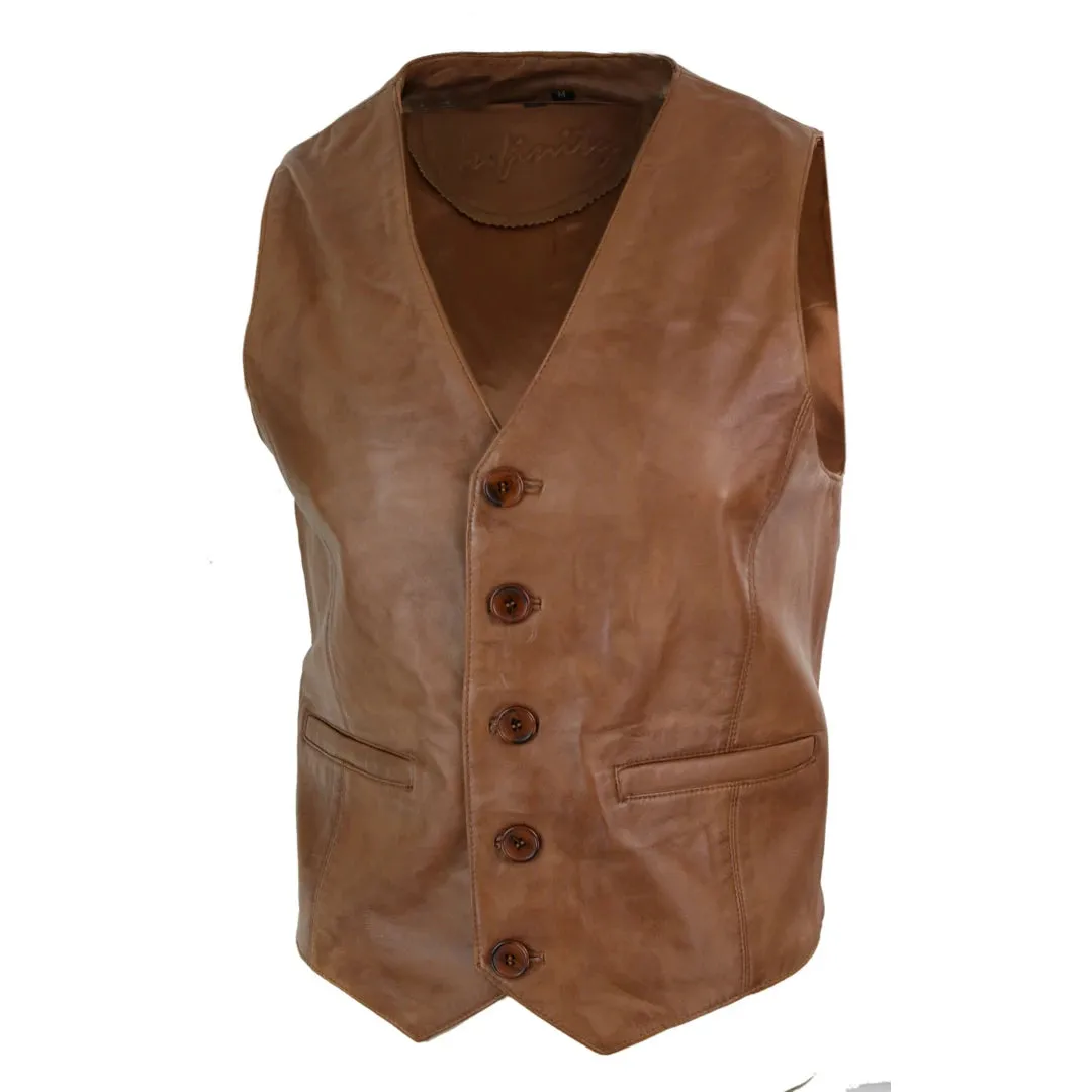 Infinity 153 Napa - Chaqueta de cuero para caballero estilo Vintage Retro Negro Camel