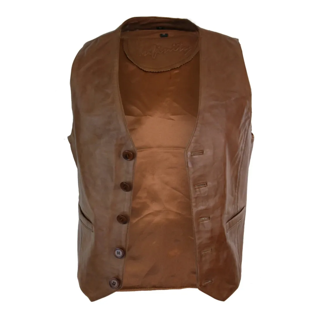 Infinity 153 Napa - Chaqueta de cuero para caballero estilo Vintage Retro Negro Camel