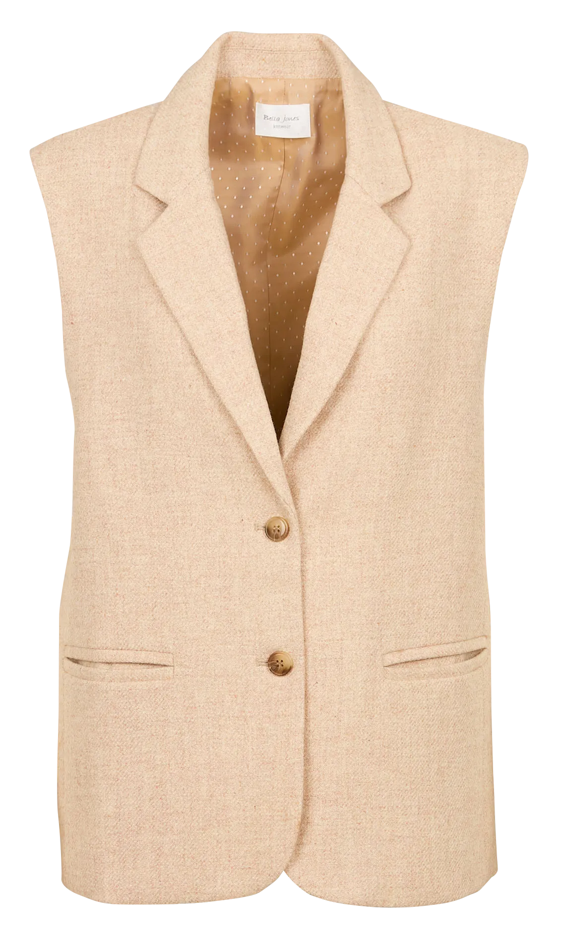 LARA - Traje de chaqueta sin mangas de mezcla de lana en beige