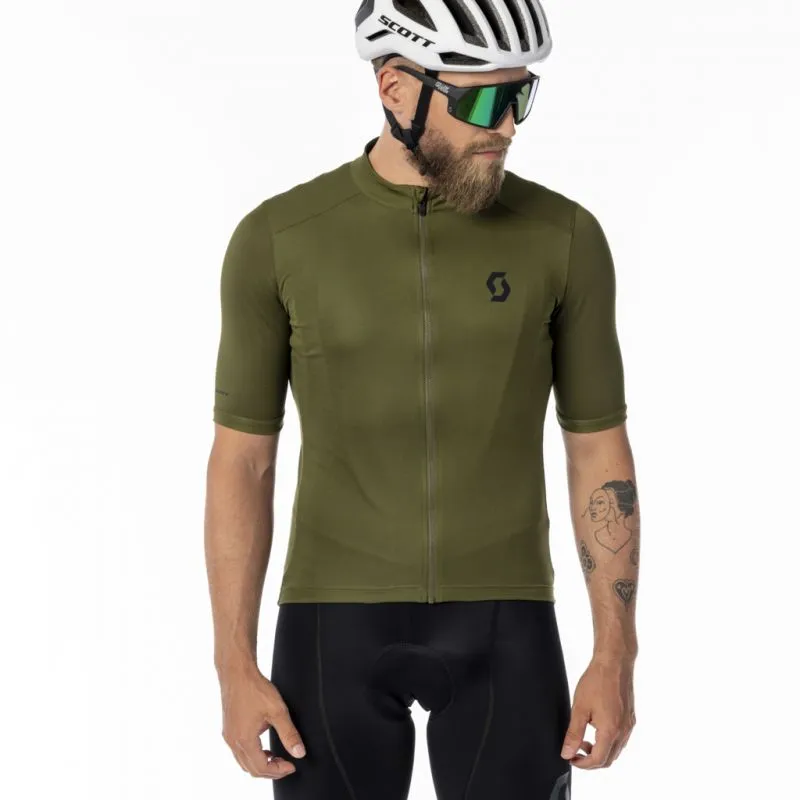 Maillot ciclismo manga corta Scott Shirt Endurance 10 Hombre (Verde abeto/Negro)