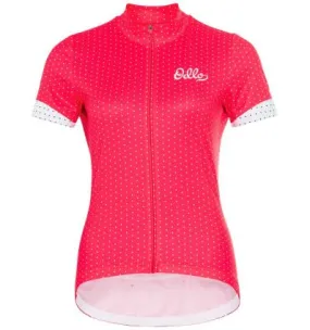 Maillot de ciclismo Odlo Cuello de cremallera completo Essentia (blanco - rosa) mujer