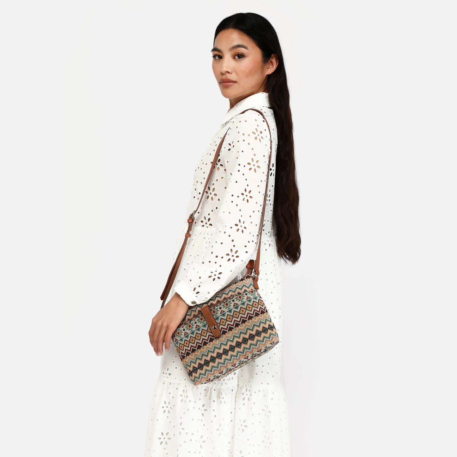 Nisha bolso bandolera pequeo con estampado jacquard y neceser pequeo