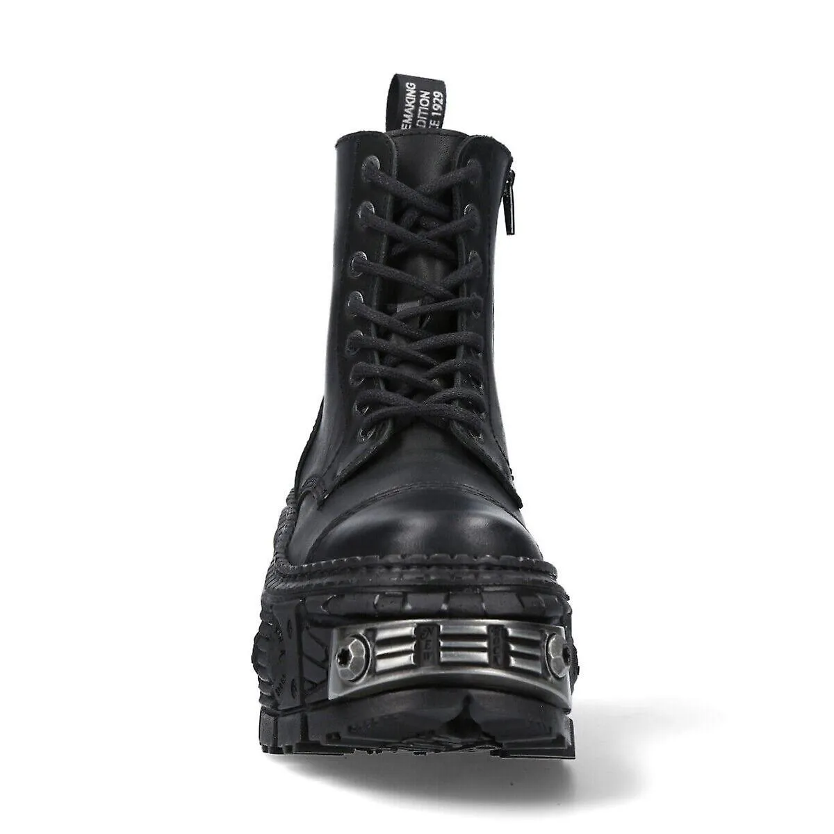 Nuevas botas Rock WALL083C-S4 Unisex Metallic Black Leather Platform Gothic Boots