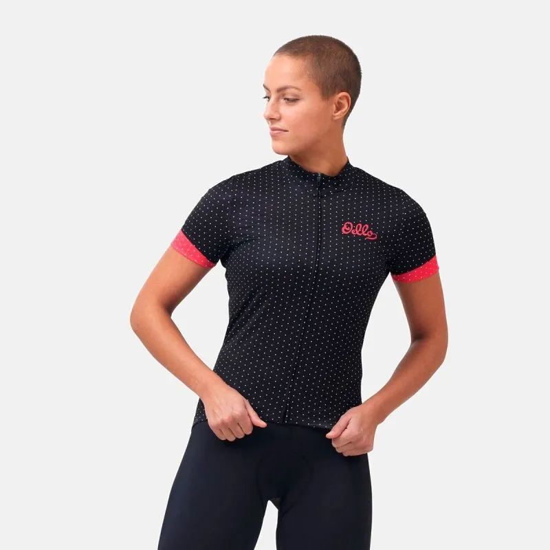 Odlo Collar Full Zip Essential (negro - rosa) maillot de ciclismo para mujer