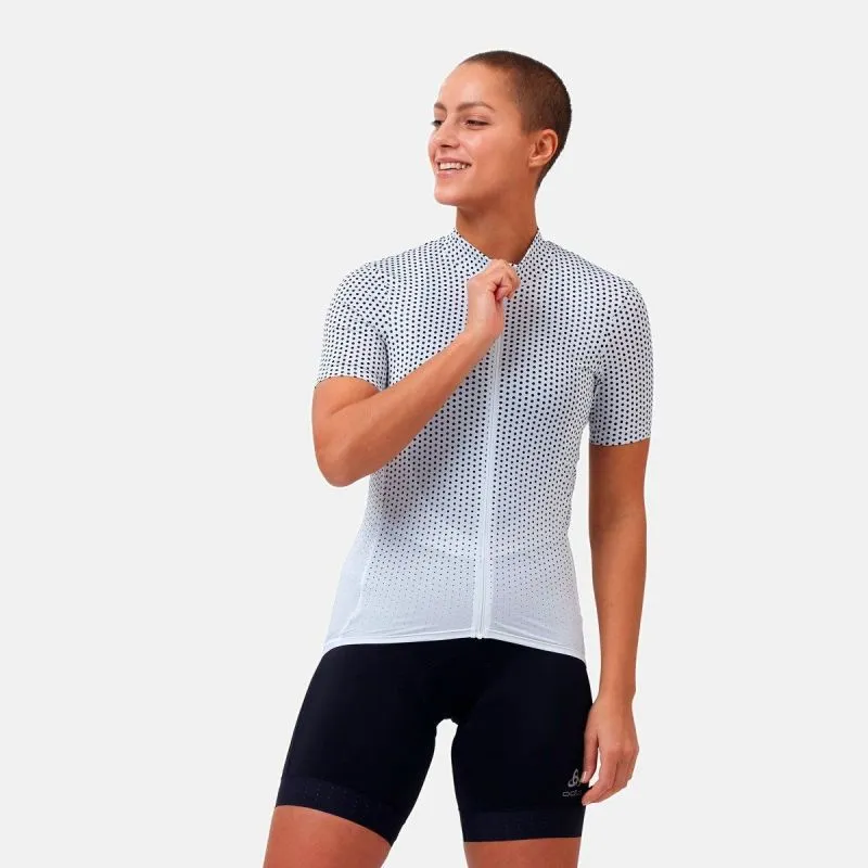 Odlo Collar Full Zip Zeroweig (blanco - negro) maillot de ciclismo para mujer