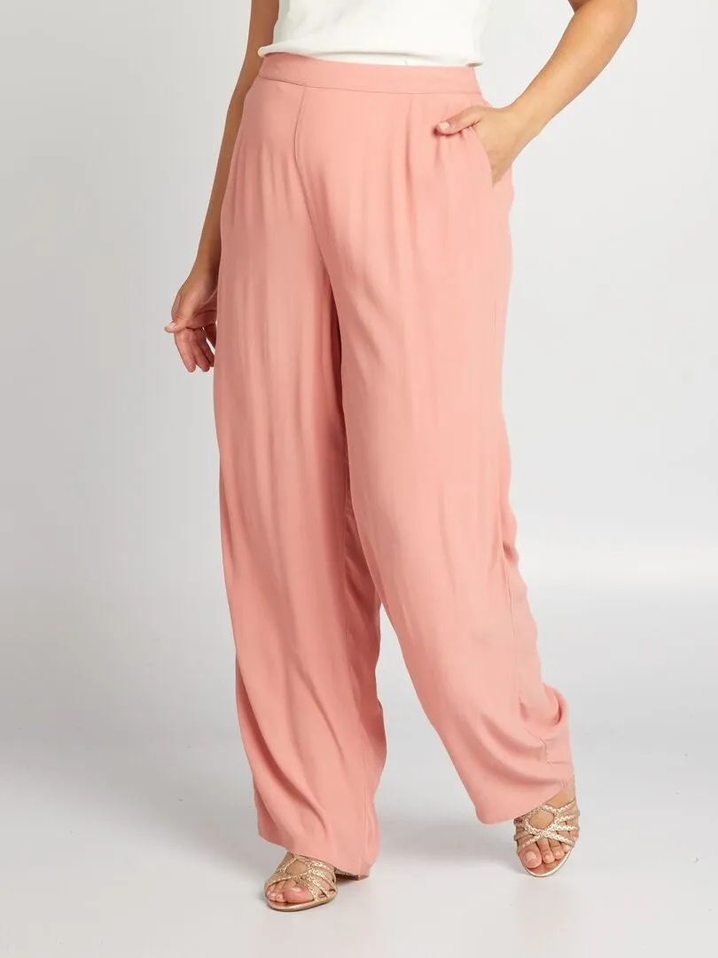 Pantalón ancho de crepé - ROSA