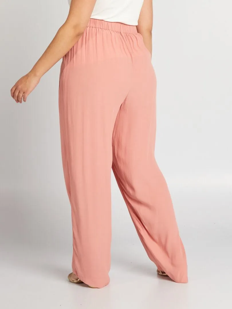 Pantalón ancho de crepé - ROSA