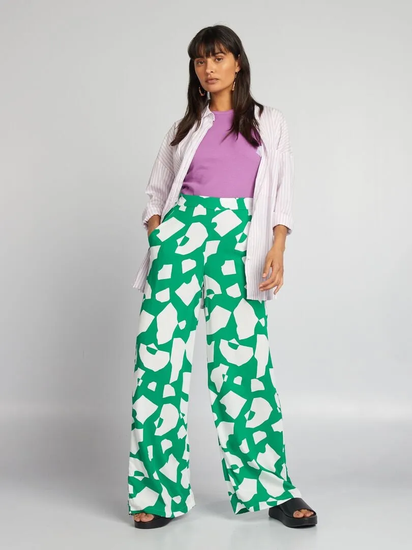 Pantalón ancho estampado - VERDE