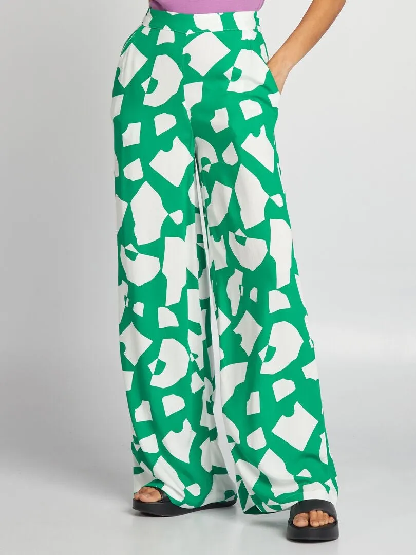 Pantalón ancho estampado - VERDE