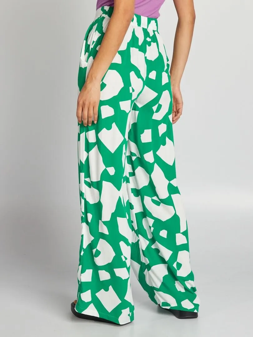 Pantalón ancho estampado - VERDE