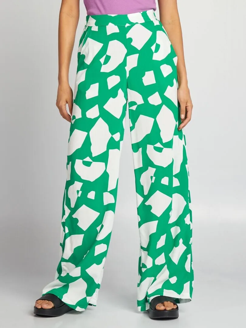 Pantalón ancho estampado - VERDE