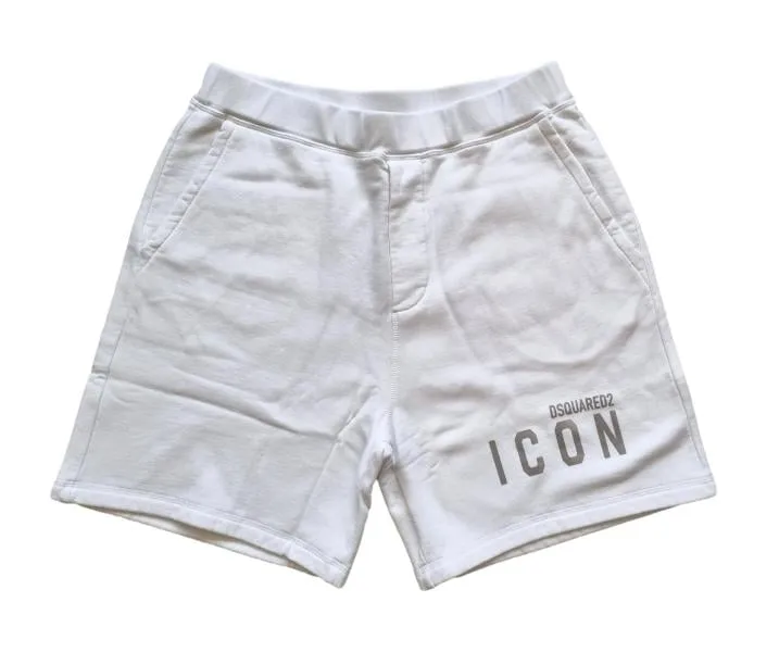 Pantalón corto de hombre DSQUARED2 icon S79MU0015 blanco-plateado Talla L