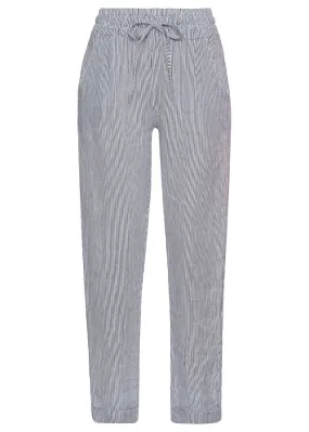 Pantalón de lino con TENCEL™ Lyocell Azul-blanco de rayas