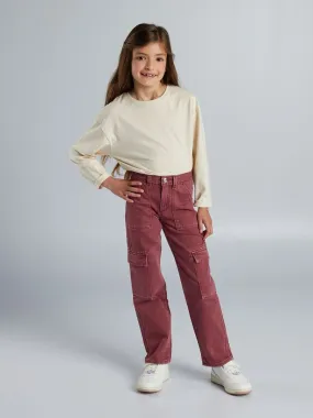 Pantalón de sarga con bolsillos con solapa - ROSA