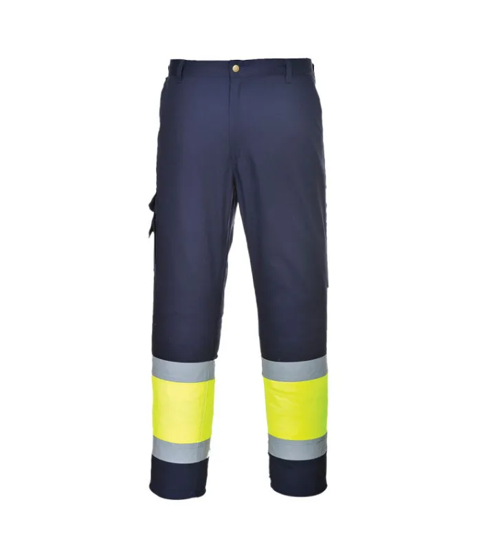 Pantalón de trabajo Combat bicolor de alta visibilidad con cintas reflectantes Altos PORTWEST E049