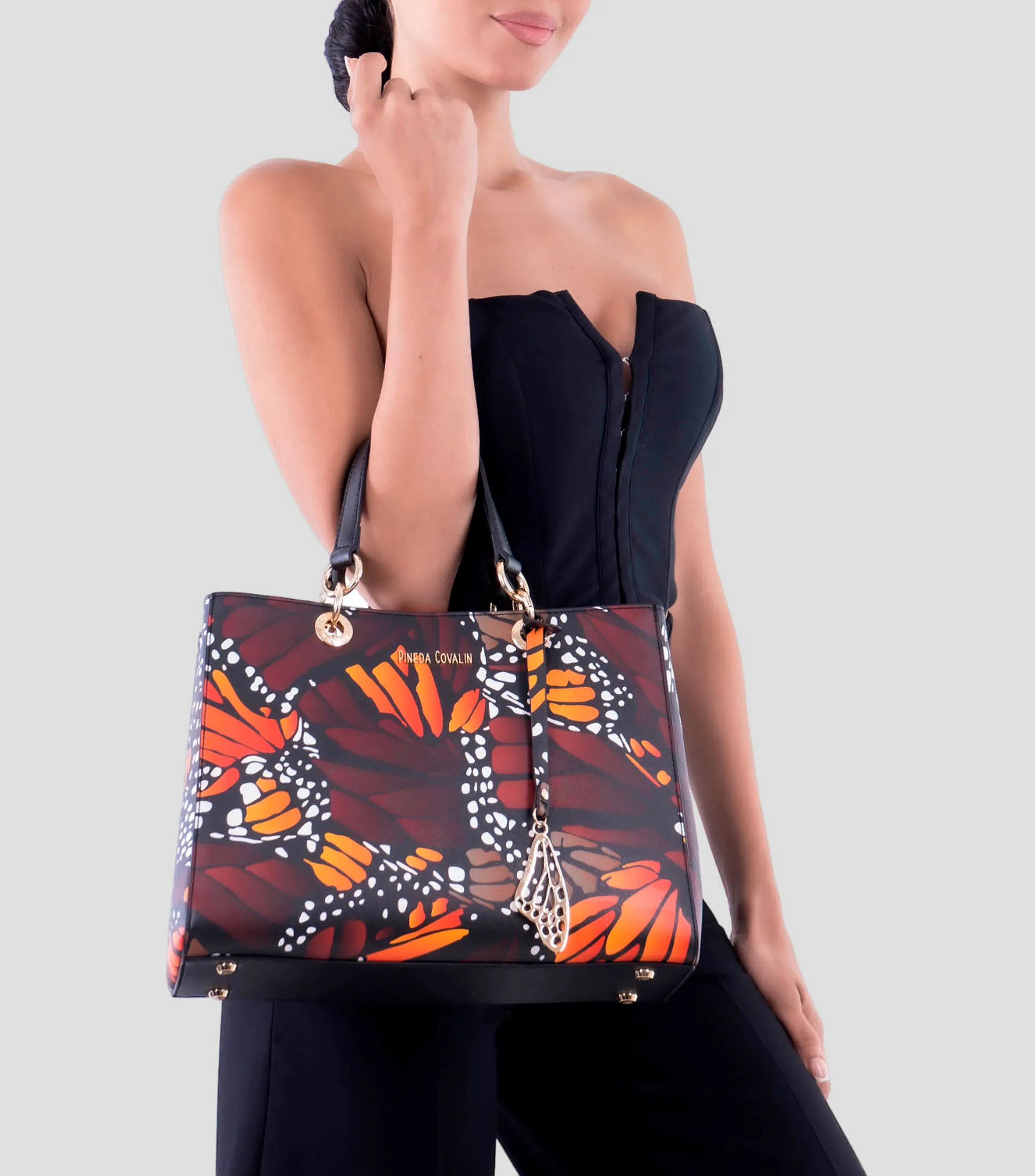 Pineda Covalin Bolso Satchel multicolor con mariposas Mujer