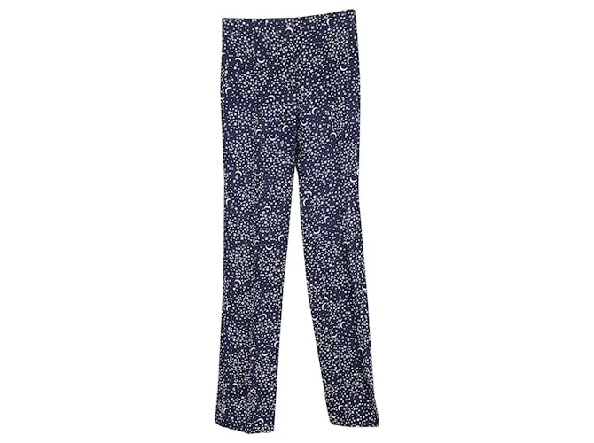 Stella Mc Cartney Stella McCartney Pantalón con estampado de lunas y estrellas de viscosa azul marino 